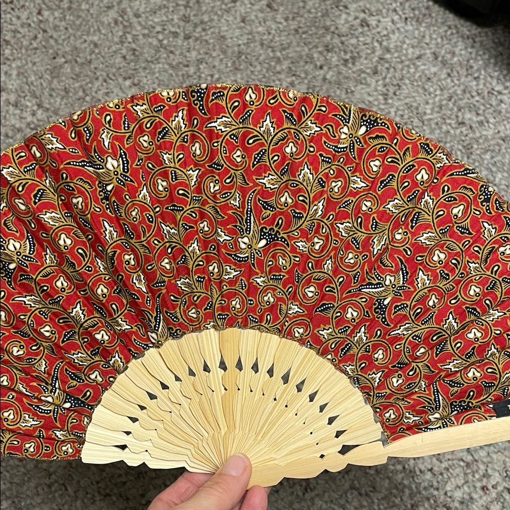 Vintage Red and Gold Hand Fan
